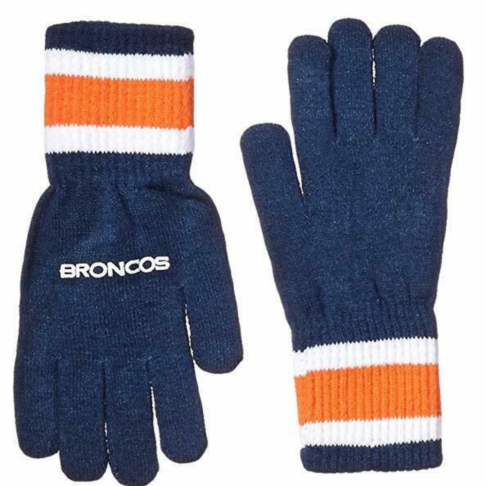 NFL Bundle 3 pcs Denver BRONCOS Knit Scarf & Gloves Set + Lanyard Key Holder NEW - Picture 3 of 7